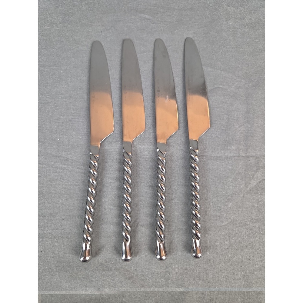 4 Gourmet Setting Silver Tear Braid‎ Stainless Steel 18/10 Table Knives 9"